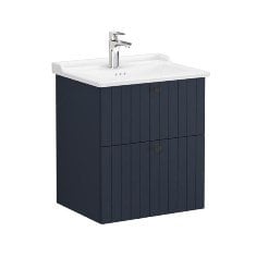 Vitra Root Groove 69427 Lavabo Dolabı, İki Çekmeceli, 60 Cm, Mat Lacivert, Klasik Lavabolu